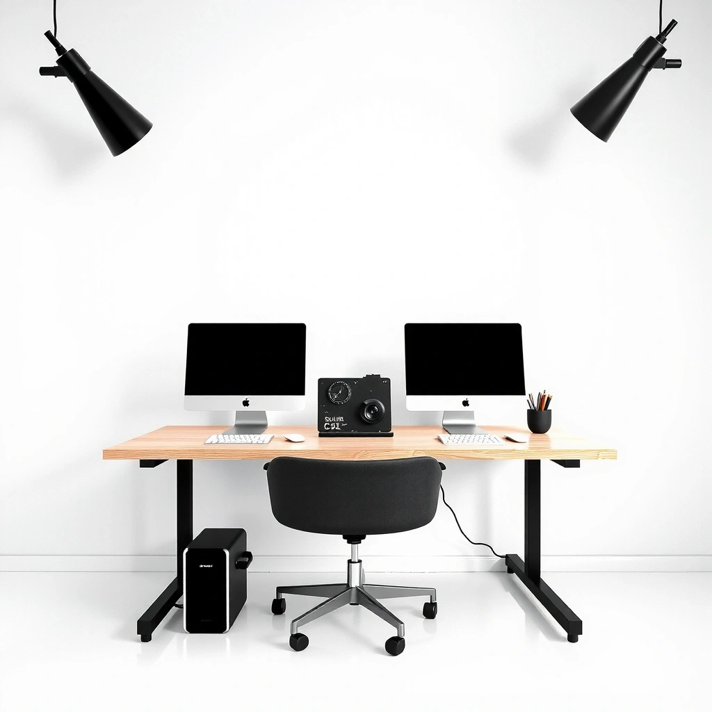 Abstract geometric minimalist workspace