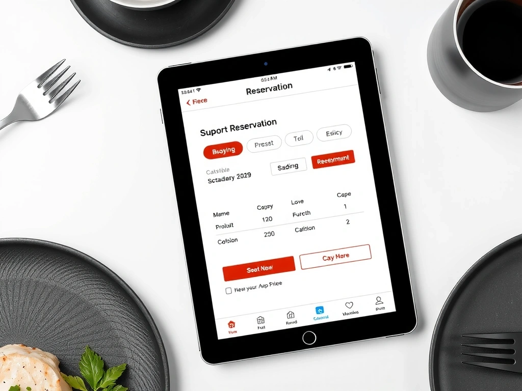 Restaurant booking system interface