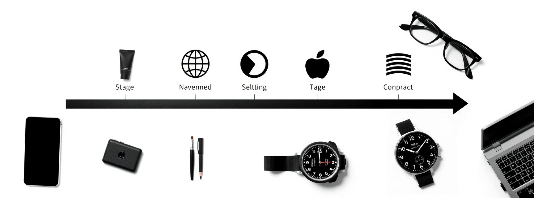Project workflow diagram showing the four-stage process from discovery to launch